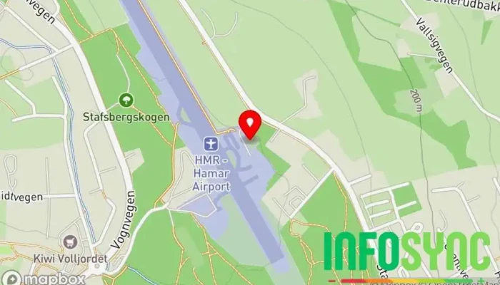 kart over Hagl Fallskjermklubb Fallskjermklubb i Hamar