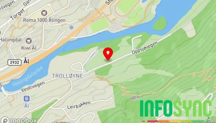kart over Hallingsmia Mekanisk verksted i Ål