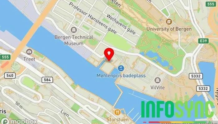 kart over Handelshøyskolen BI - Campus Bergen Universitet, Høyskole i Bergen