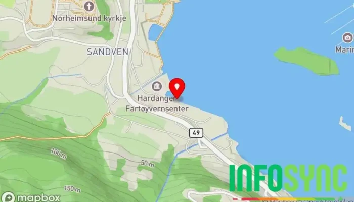 kart over Hardanger Maritime Centre Museum, Skipsverft, Turistattraksjon i Norheimsund