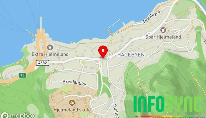 kart over Hjelmelandsvågen  i Hjelmelandsvågen