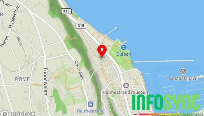 kart over Holmestrand stasjon Jernbanestasjon i Holmestrand