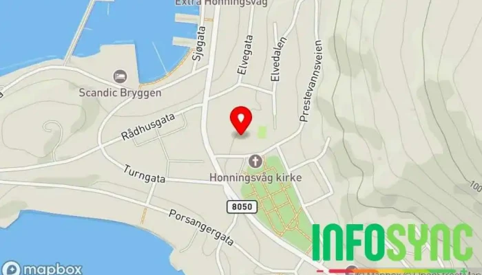 kart over Honningsvåg skole Skole i Honningsvåg