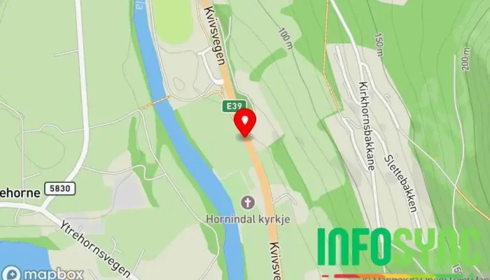 kart over Hornindal skule E39 Bussholdeplass i Hornindal