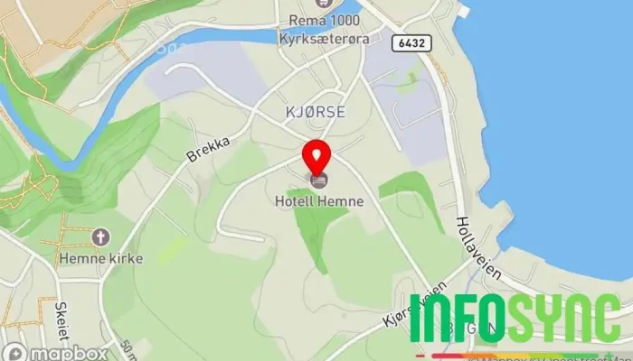 kart over Hotell Koselig Hemne Hotell, Møte- og konferanselokaler i Kyrksæterøra
