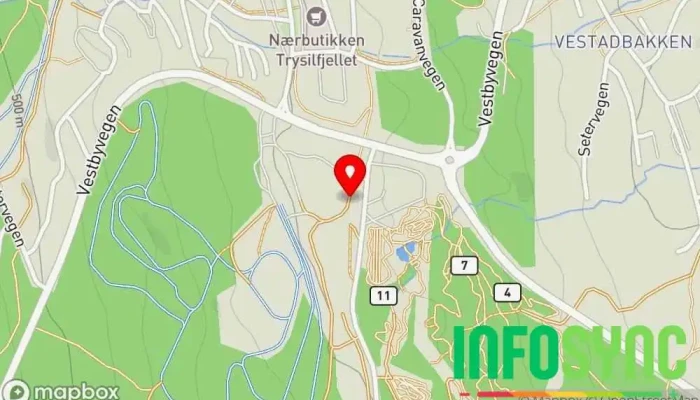 kart over Høyt & Lavt Klatrepark Trysil Arrangør av utendørsaktiviteter i Trysil