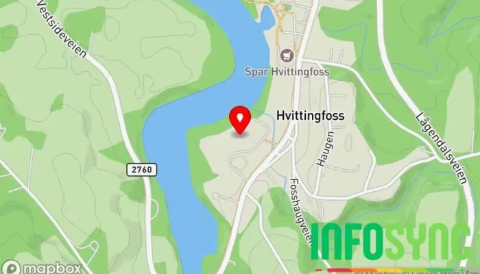 kart over Hvittingfoss bo- og behandlingssenter Sykehjem i Hvittingfoss