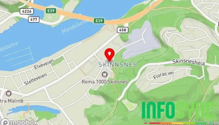 kart over iBygget Hovedkontor i Mandal