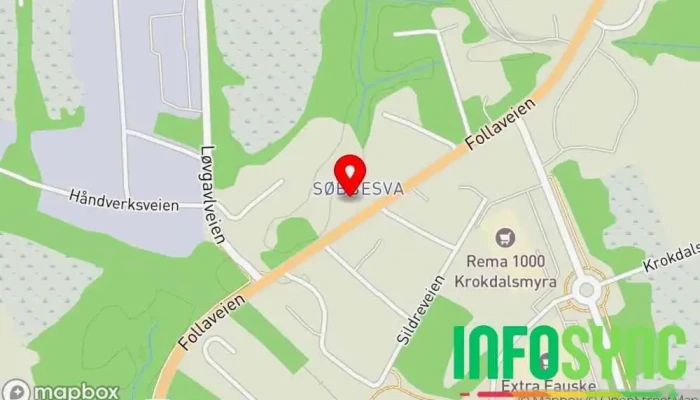 kart over Indre Salten Energi AS Leverandør av fornybar energi, Energiselskap, Internettleverandør i Fauske
