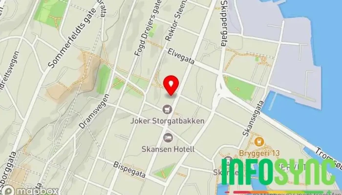 kart over Info-Sys Kundetelefonsenter i Tromsø