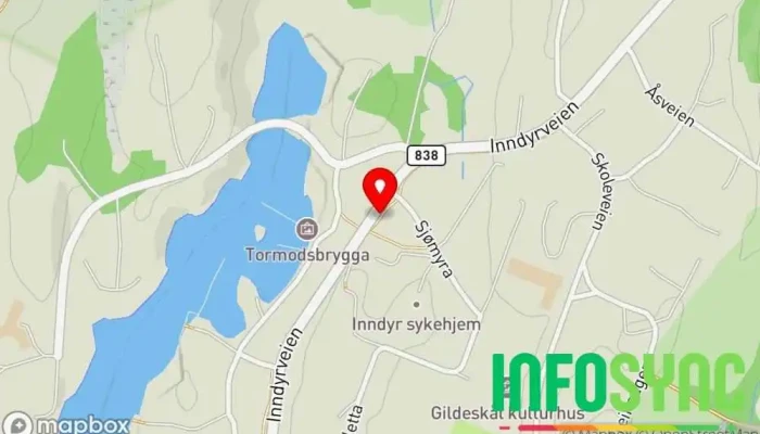 kart over Inndyr Bussholdeplass i Inndyr