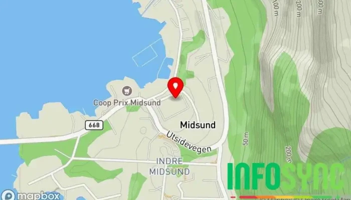 kart over Innendørs Kafé i Midsund