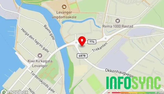 kart over Innherred Entreprenør AS Tømrer/snekker, Entreprenør, Husbygger, Tømmerentreprenør i Levanger
