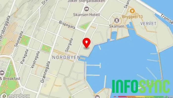 kart over Innovasjon Norge Forretningsutviklingstjeneste i Tromsø