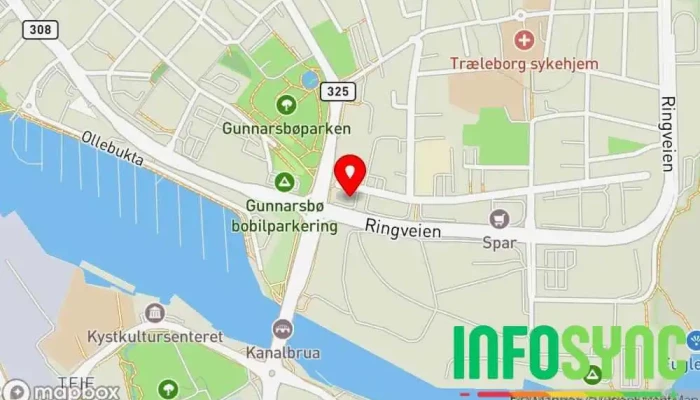 kart over iTel AS Hovedkontor i Tønsberg