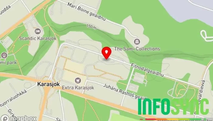 kart over Karasjok bussterminal Busstopp i Karasjok