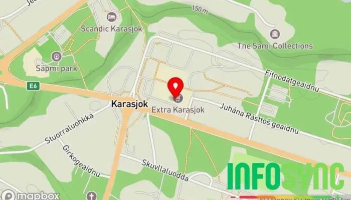 kart over Karasjok underkontor Kriminalomsorgen Finnmark friomsorgskontor Offentlig kontor i Karasjok