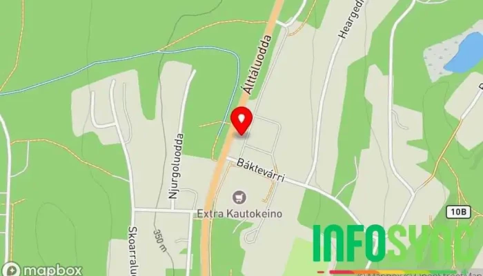 kart over Kautokeino Cirkle K Bussholdeplass i Kautokeino