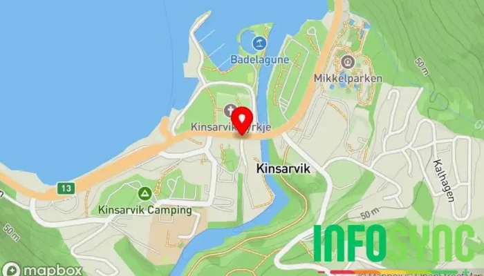 kart over Kinsarvik  i Kinsarvik