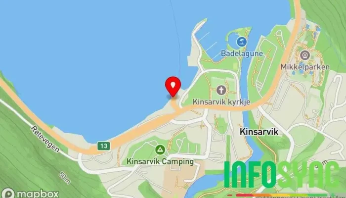 kart over Kinsarvik fergekai Fergeterminal i Kinsarvik