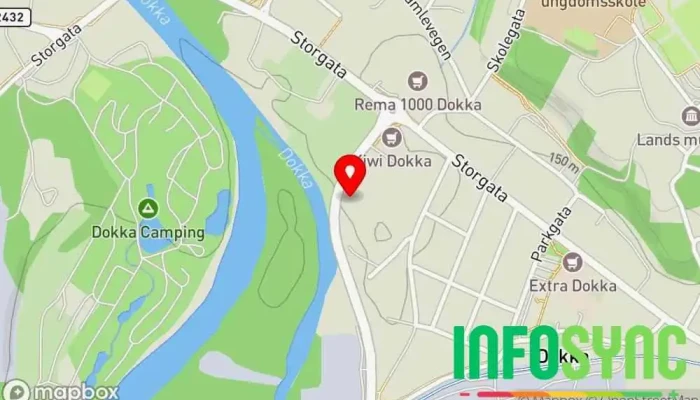 kart over KIWI Dokka Dagligvarebutikk i Dokka