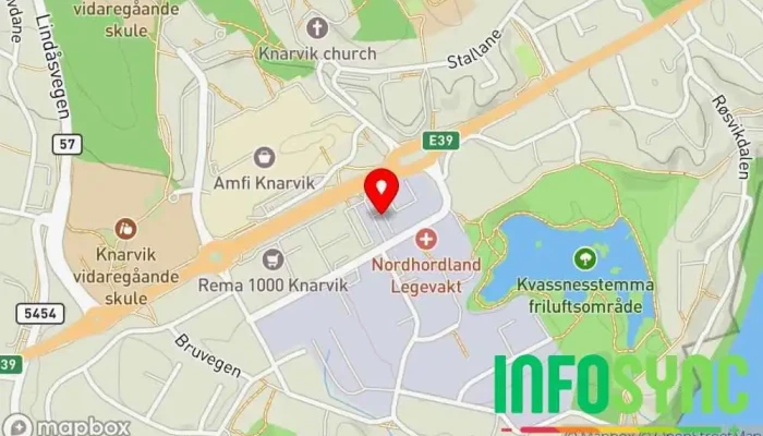 kart over Knarvik skysstasjon Bussholdeplass i Isdalstø