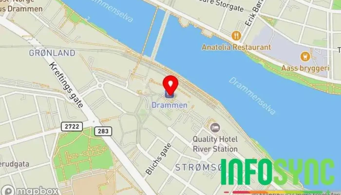 kart over Konfliktrådet Sør-Øst Offentlig distriktskontor i Drammen