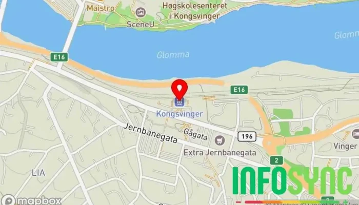 kart over Kongsvinger stasjon Jernbanestasjon i Kongsvinger