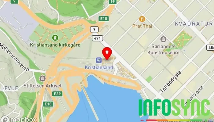 kart over Kristiansand Jernbanestasjon i Kristiansand