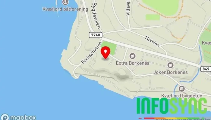 kart over Kvæfjord Frivilligsentral Klubb i Borkenes