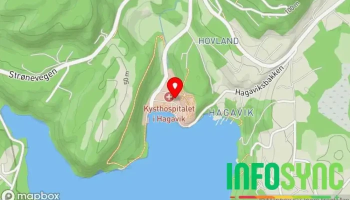 kart over Kysthospitalet i Hagavik Sykehus i Hagavik