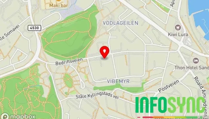 kart over Lateral AS Hovedkontor i Sandnes