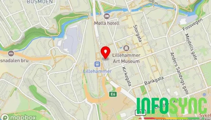 kart over Lillehammer skysstasjon Bussholdeplass i Lillehammer