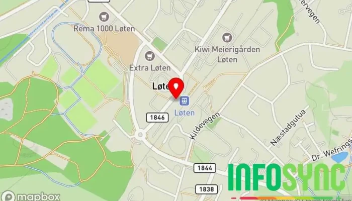 kart over Løten stasjon Transporttjeneste i Løten
