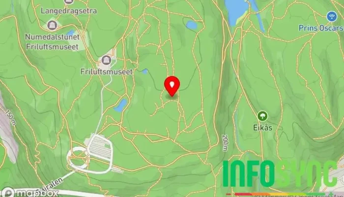 kart over Luftesjakt i Bragernesåsen Turistattraksjon i Drammen