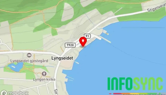 kart over Lyngen skiltet Turistattraksjon i Lyngseidet
