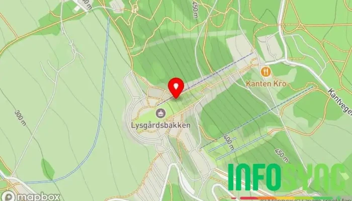 kart over Lysgårdsbakkene Ski Jumping Arena - Olympiaparken Hoppbakke, Stadion, Turistattraksjon i Lillehammer