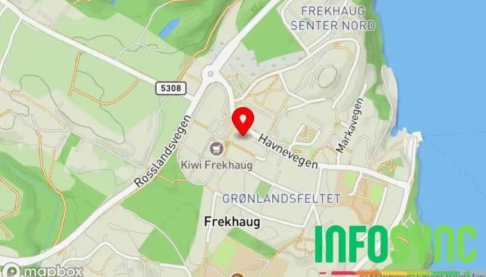 kart over Meland kommune Offentlig kontor i Frekhaug