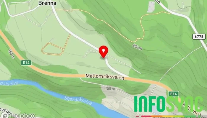 kart over Meråker Toll og Kontrollhall Tollkontor i Meråker