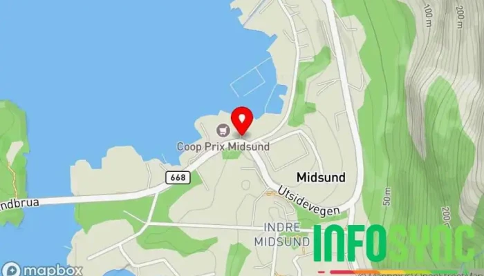 kart over Midsund Bussholdeplass i Midsund