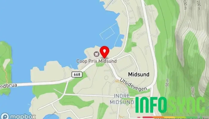kart over Midsund Bussholdeplass i Midsund