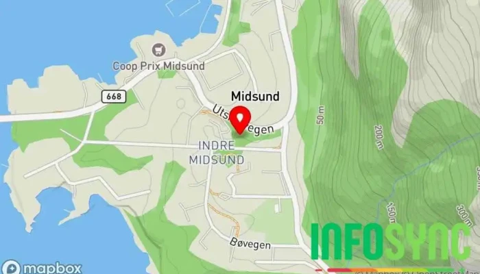 kart over Midsund Gjestestove og Overnatting Hotell, Losji, Restaurant i Midsund