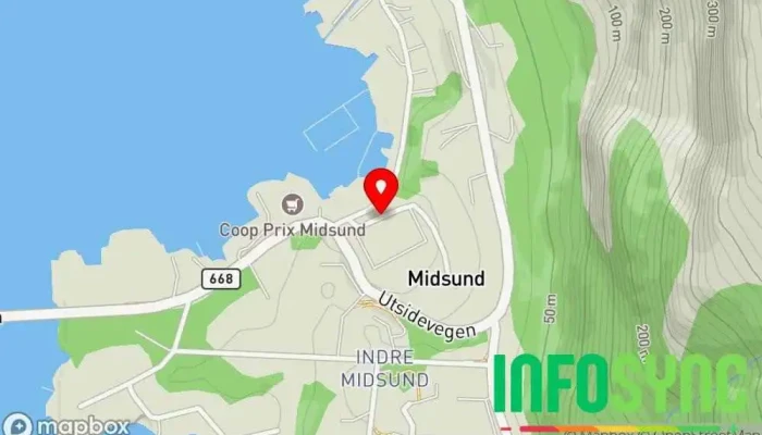 kart over Midsund Servicesenter Bussholdeplass i Midsund
