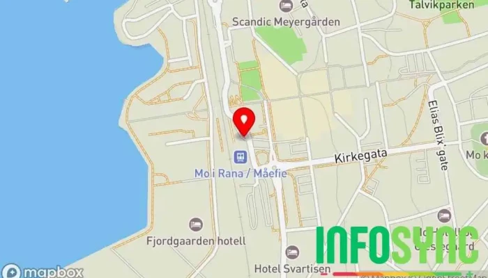 kart over Mo i Rana Bussholdeplass i Mo i Rana