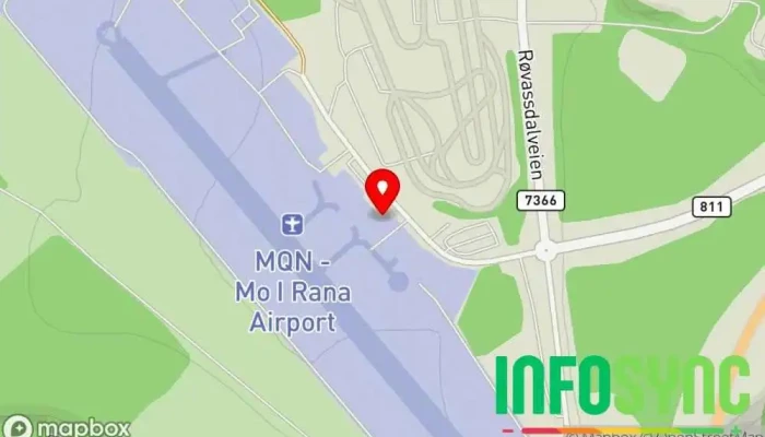 kart over Mo i Rana lufthavn, Røssvoll Flyplass i Skonseng