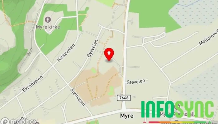 kart over Myre Bedriftsbarnehage AS Barnehage i Myre