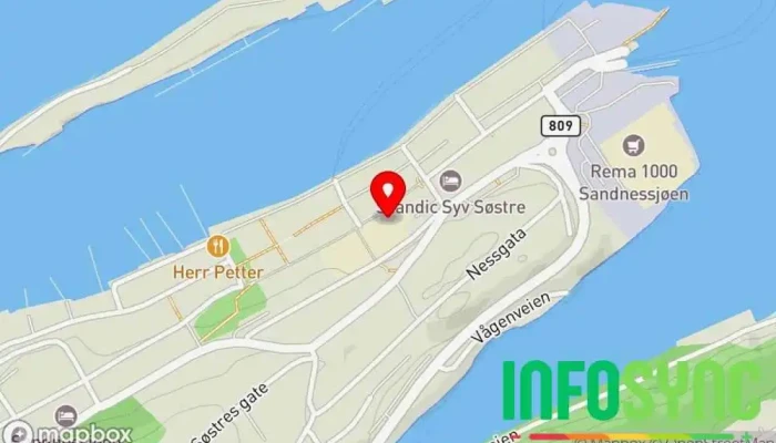kart over Name It Barneklesbutikk i Sandnessjøen