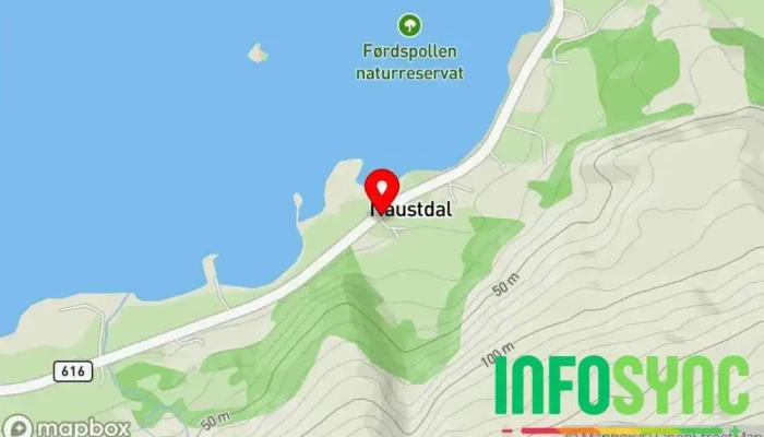 kart over Naustdal Bussholdeplass i Bremanger