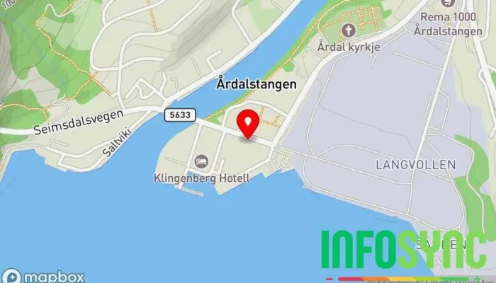 kart over NAV Årdal Sosialtjeneste-organisasjon i Årdalstangen