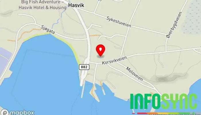 kart over NAV Hasvik Sosialtjeneste-organisasjon i Hasvik